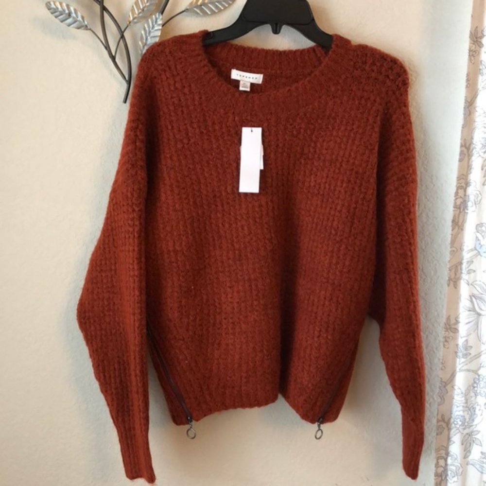 TOPSHOP zip Detail Waffle Knit Sweater - Picture 3 of 11